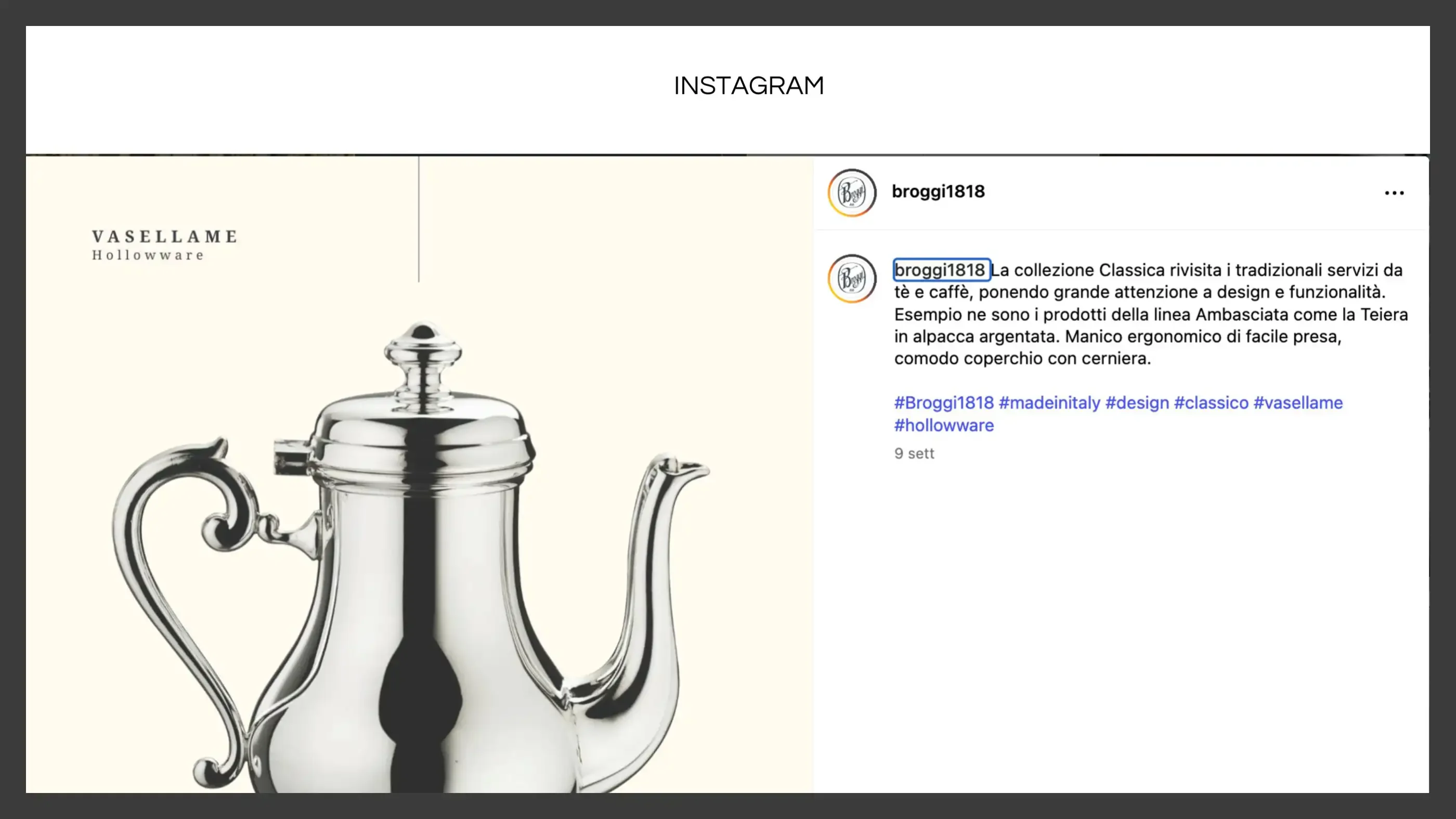 Broggi 1818 - Gestione social e newsletter